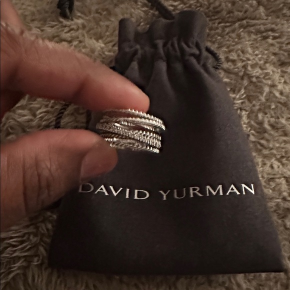 David Yurman Crossover Diamonds Twisted Silver Ring - Picture 5 of 5